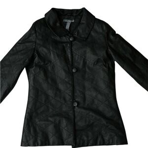 Hillard & Hanson Black Leather Quilted Jacket